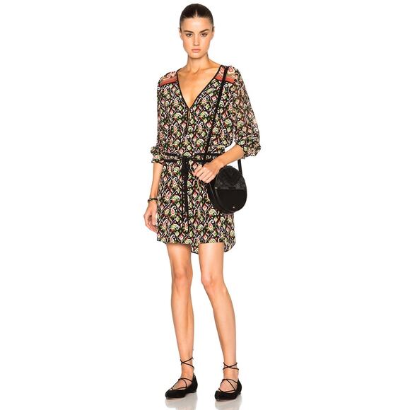Veronica Beard Venice Tassel Tie Waist Paisley V-Neck Silk Mini Dress Size 2 - Picture 1 of 13